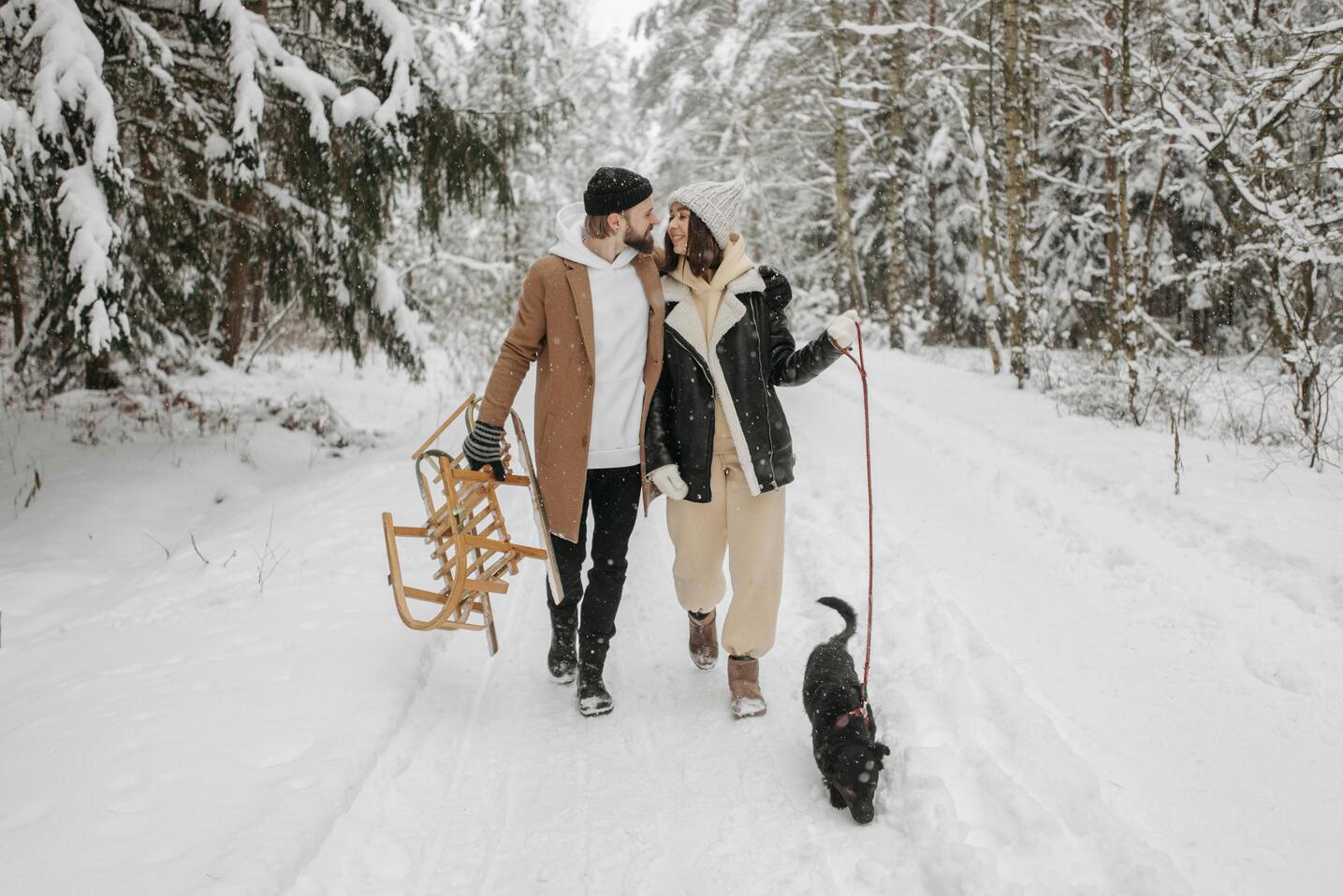 couple enjoying in snow