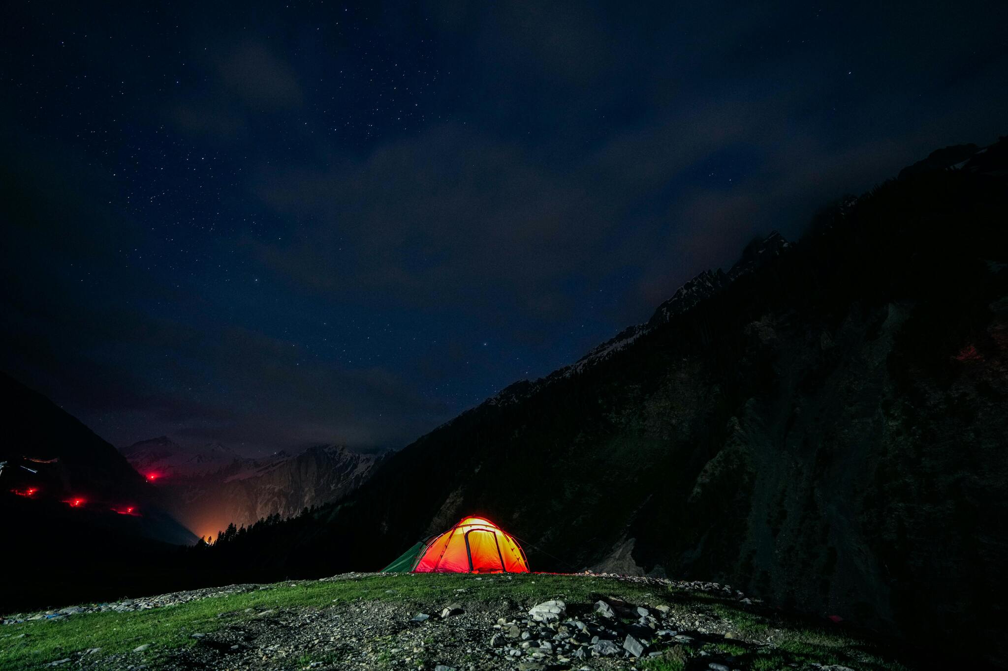 camping with family at the mountains of kashmir